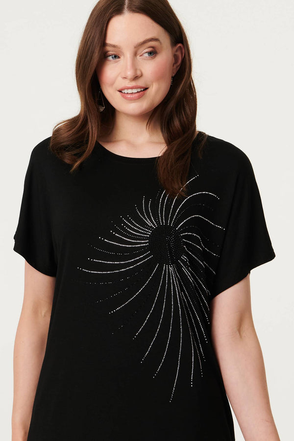 Black | Sparkly Detail Relaxed T-Shirt
