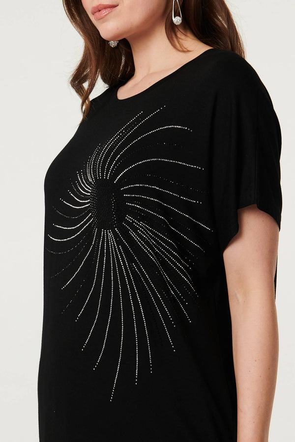 Black | Sparkly Detail Relaxed T-Shirt