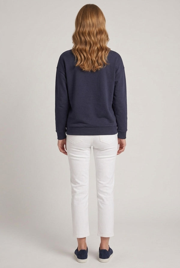 Navy | Paris Embellished Relaxed Sweatshirt