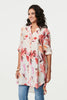 Pink | Floral Long Sleeve Longline Shirt Dress
