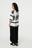 White | Ikat Print Tassel Tie Neck Blouse
