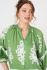 Green | Ikat Print 3/4 Sleeve Relaxed Blouse
