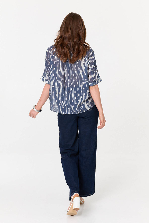 Indigo | Printed 1/2 Sleeve V-Neck Shirt