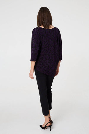 Purple | Sparkly Knit Batwing Sleeve Tunic Top

