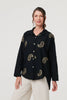 Black | Embroidered 3/4 Turn-Up Sleeve Shirt
