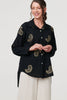 Black | Embroidered 3/4 Turn-Up Sleeve Shirt
