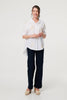 White | Embroidered 3/4 Turn-Up Sleeve Shirt
