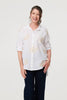 White | Embroidered 3/4 Turn-Up Sleeve Shirt
