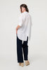 White | Embroidered 3/4 Turn-Up Sleeve Shirt
