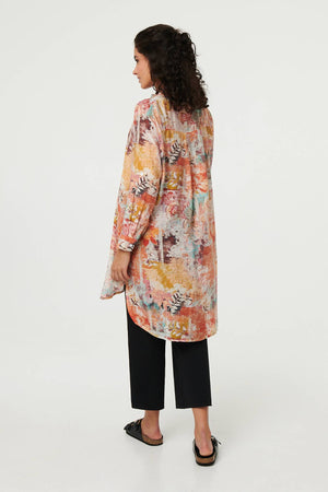 Orange | Abstract Long Sleeve Longline Shirt