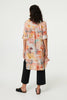 Orange | Abstract Long Sleeve Short Shirt Dress

