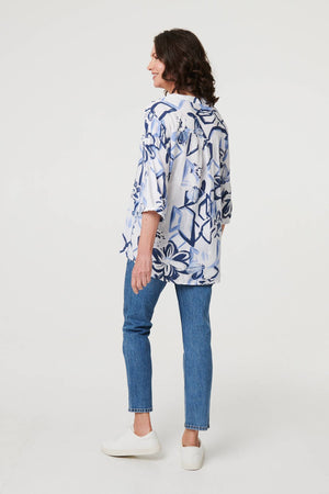 White | Floral Sequin Embellished Blouse Top
