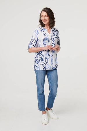 White | Floral Sequin Embellished Blouse Top
