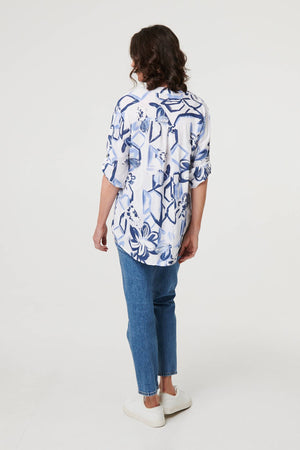 White | Floral Sequin Embellished Blouse Top
