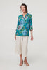 Teal | Floral Sequin Embellished Relaxed Blouse
