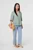 Sage | Button Detail 3/4 Sleeve Relaxed Blouse
