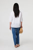 White | Button Detail 3/4 Sleeve Relaxed Blouse
