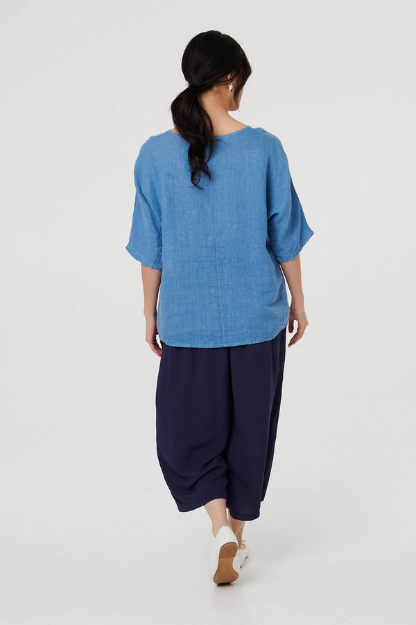 Denim | Sequin Textured Detail Relaxed Top