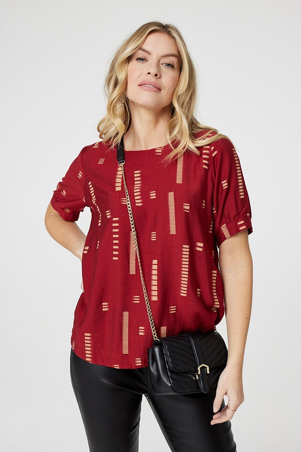 Red | Printed 1/2 Sleeve Blouse