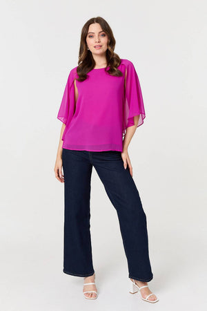 Orchid | Semi Sheer Cut Out 3/4 Sleeve Blouse
