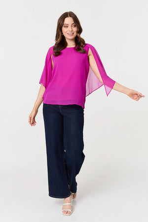 Orchid | Semi Sheer Cut Out 3/4 Sleeve Blouse
