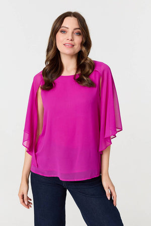 Orchid | Semi Sheer Cut Out 3/4 Sleeve Blouse
