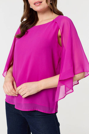 Orchid | Semi Sheer Cut Out 3/4 Sleeve Blouse
