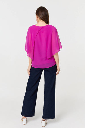 Orchid | Semi Sheer Cut Out 3/4 Sleeve Blouse
