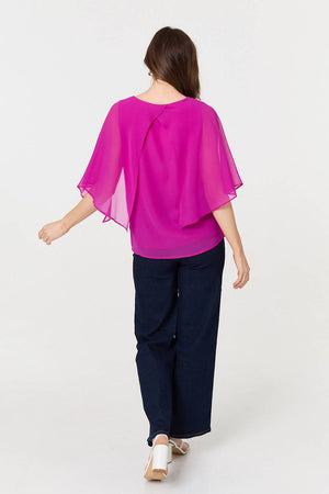 Orchid | Semi Sheer Cut Out 3/4 Sleeve Blouse
