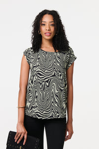 Sage | Marble Print Cap Sleeve Top