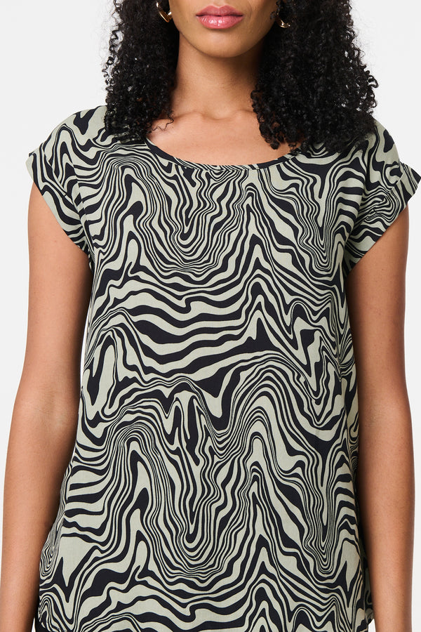 Sage | Marble Print Cap Sleeve Top