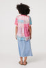 Pink | Patchwork Print Short Sleeve Blouse
