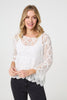 White | Lace Crochet Semi Sheer Layered Top
