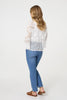 White | Semi Sheer Crochet 3/4 Sleeve Crop Top

