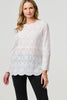 Cream | Lace Semi Sheer Long Sleeve Blouse
