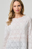 Cream | Lace Semi Sheer Long Sleeve Blouse
