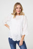White | Embroidered Texture 3/4 Sleeve Blouse

