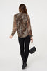 Beige | Animal Print Tie Neck Long Sleeve Blouse
