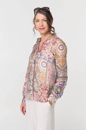 Red | Mosaic Print Long Sleeve Shirt
