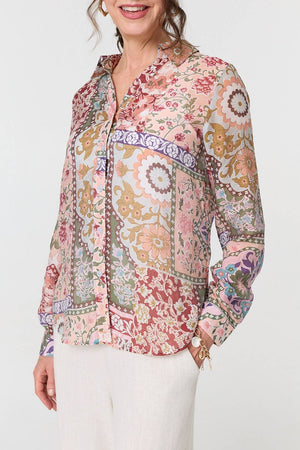 Red | Mosaic Print Long Sleeve Shirt
