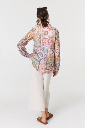 Red | Mosaic Print Long Sleeve Shirt
