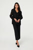 Black | Lace Embellished V-Neck Long Sleeve Top
