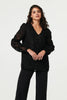 Black | Lace Embellished V-Neck Long Sleeve Top
