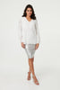 White | Lace Embellished V-Neck Long Sleeve Top
