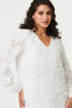 White | Lace Embellished V-Neck Long Sleeve Top

