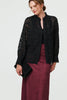 Black | Lace Frill Semi Sheer Long Sleeve Blouse
