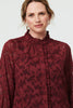 Red | Lace Frill Semi Sheer Long Sleeve Blouse
