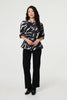 Navy | Marble Print 3/4 Sleeve Ruched Blouse
