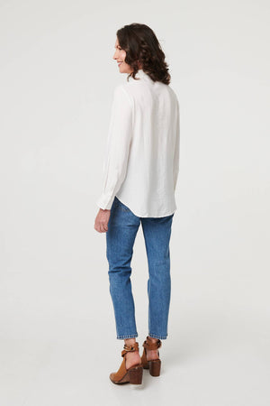 White | Floral Embroidered Long Sleeve Shirt

