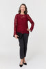 Red | Lace Texture Layered Long Sleeve Blouse
